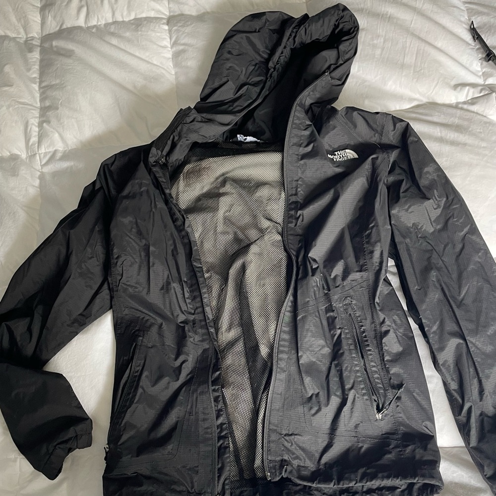 Black north face rain jacket